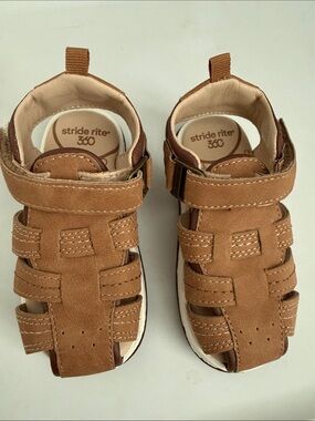 Stride Rite 360 Tan Brown Leather Kids Sandals